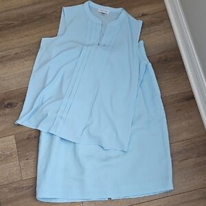 Calvin Klein Light Aqua Pleated Top, And Straight Skirt